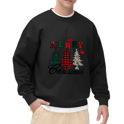 Plaid Leopard Christmas Tree Merry Xmas Crewneck Sweatshirt