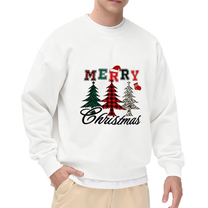 Plaid Leopard Christmas Tree Merry Xmas Crewneck Sweatshirt