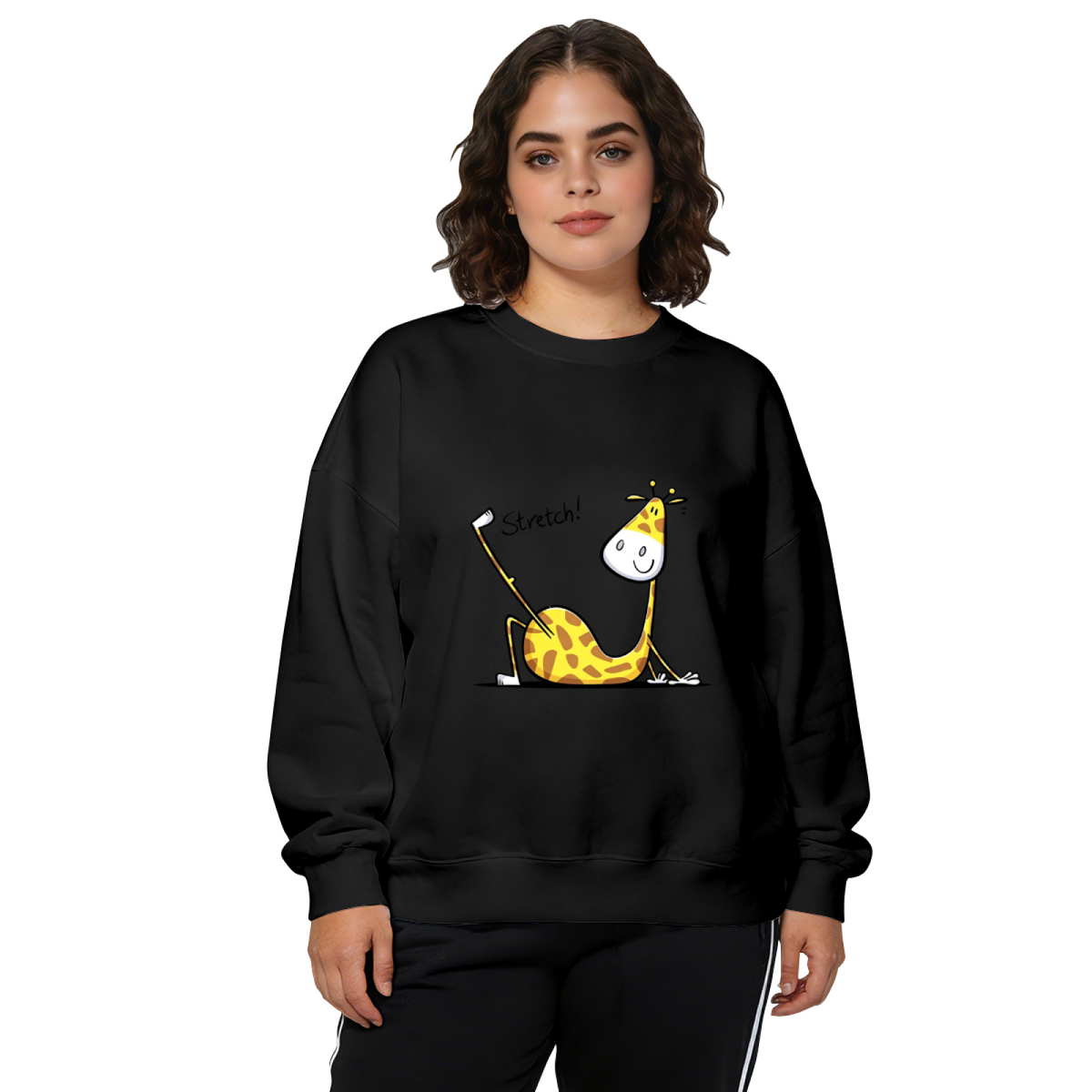 Funny Stretching Yoga Giraffe Cartoon Crewneck Sweatshirt