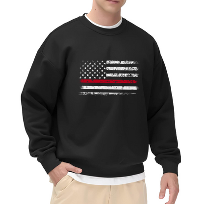 Distressed Thin Red Line American Flag Crewneck Sweatshirt