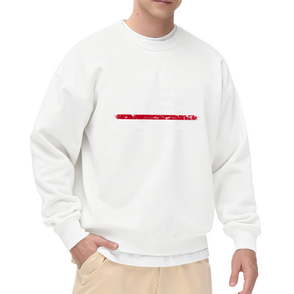 Distressed Thin Red Line American Flag Crewneck Sweatshirt