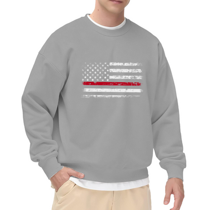 Distressed Thin Red Line American Flag Crewneck Sweatshirt