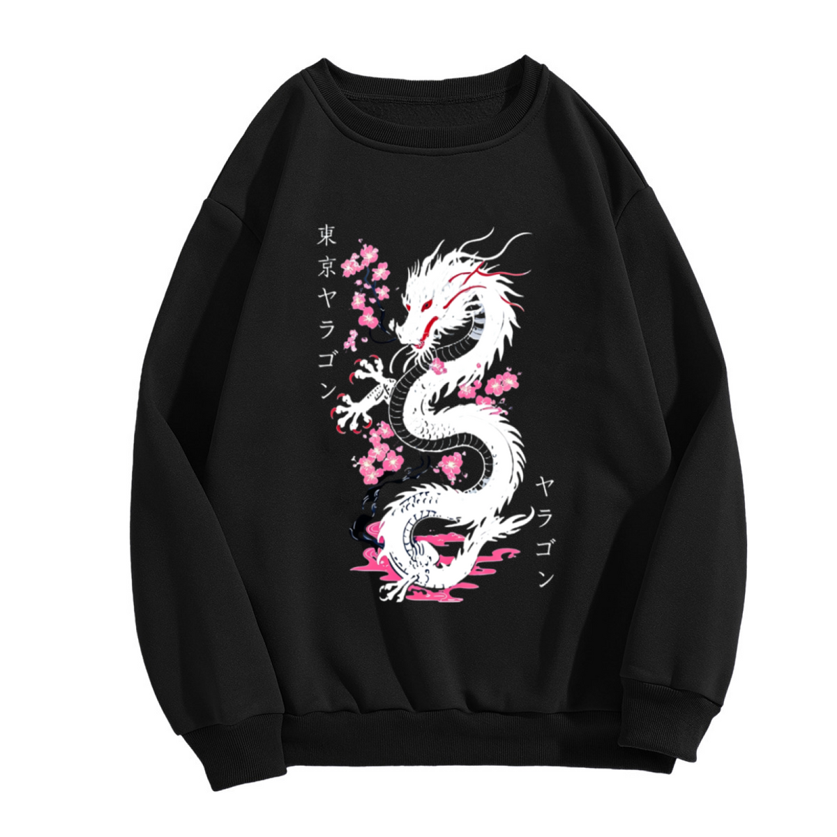 Japanese White Dragon Cherry Blossom Tokyo Graphic Crew