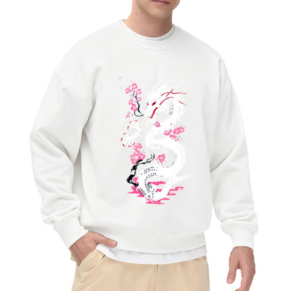 Japanese White Dragon Cherry Blossom Tokyo Graphic Crew