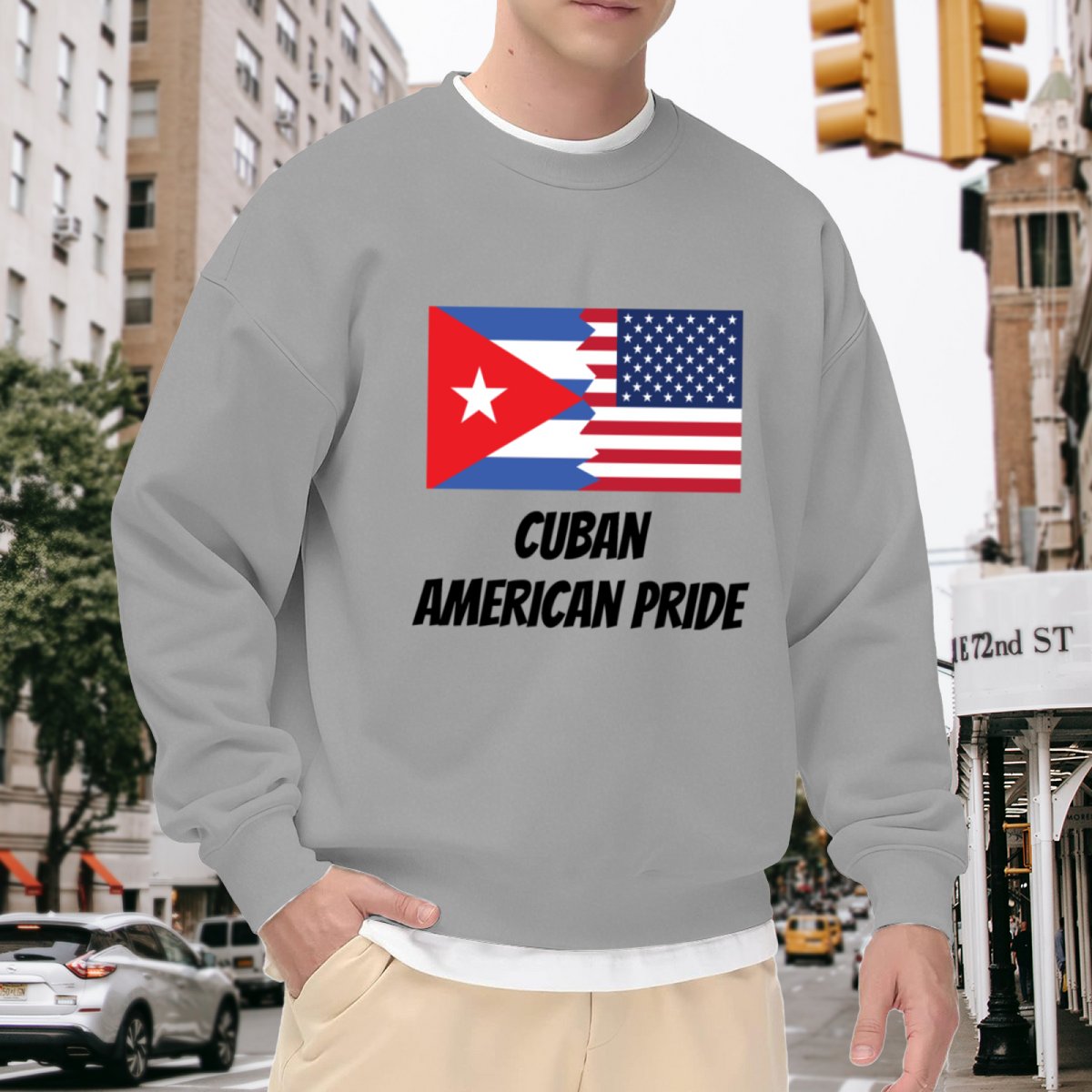 Cuban American Pride Heritage Flag Crewneck Sweatshirt