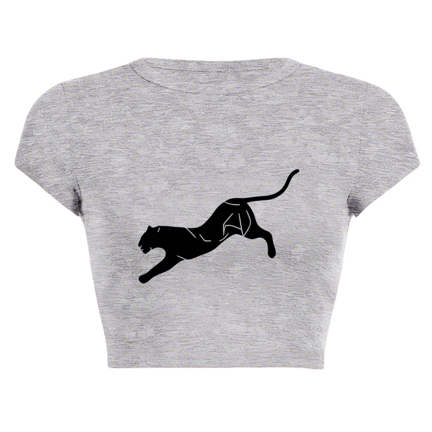 Minimal Black Panther Streetwear Grey Crop Top