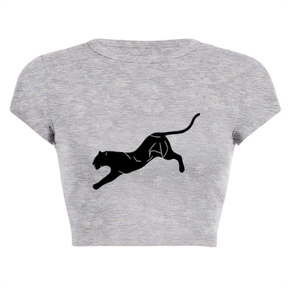Minimal Black Panther Streetwear Grey Crop Top