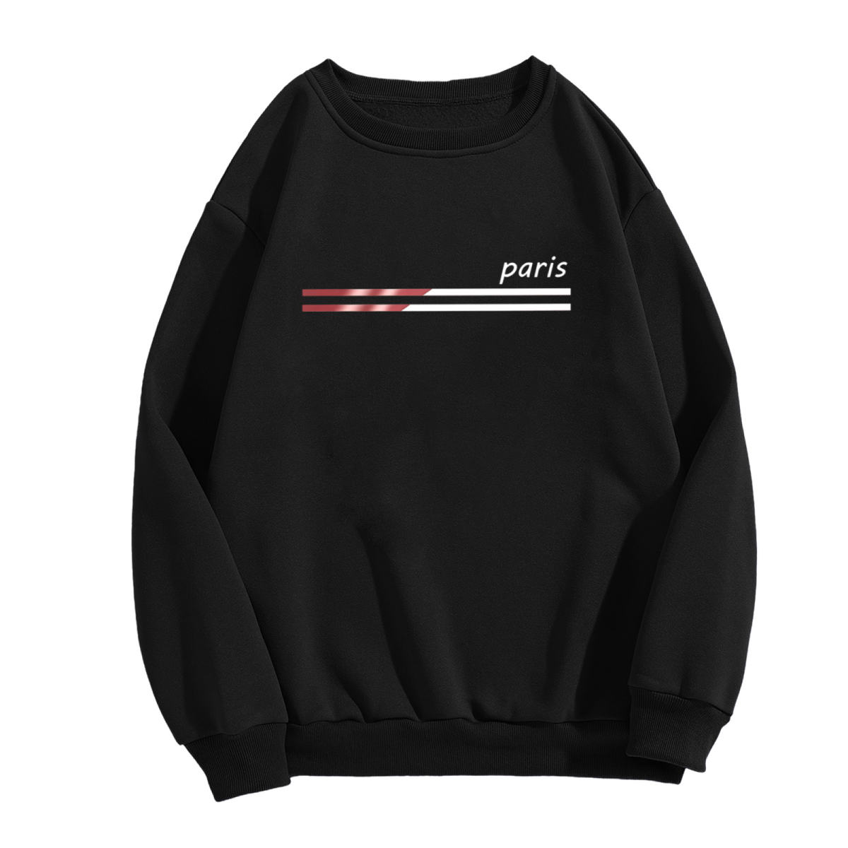 Minimal Paris Stripe Red Accent Crewneck Sweatshirt