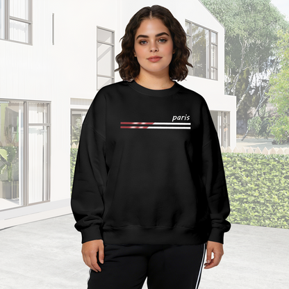 Minimal Paris Stripe Red Accent Crewneck Sweatshirt