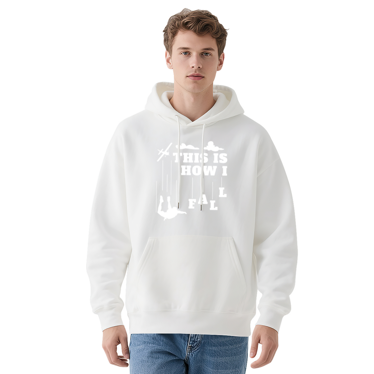 Skydiving Silhouette Navy Hoodie, Soft Adventure Lover Comfort Pullover