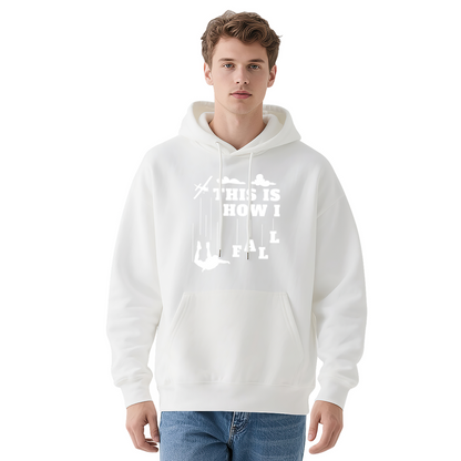 Skydiving Silhouette Navy Hoodie, Soft Adventure Lover Comfort Pullover