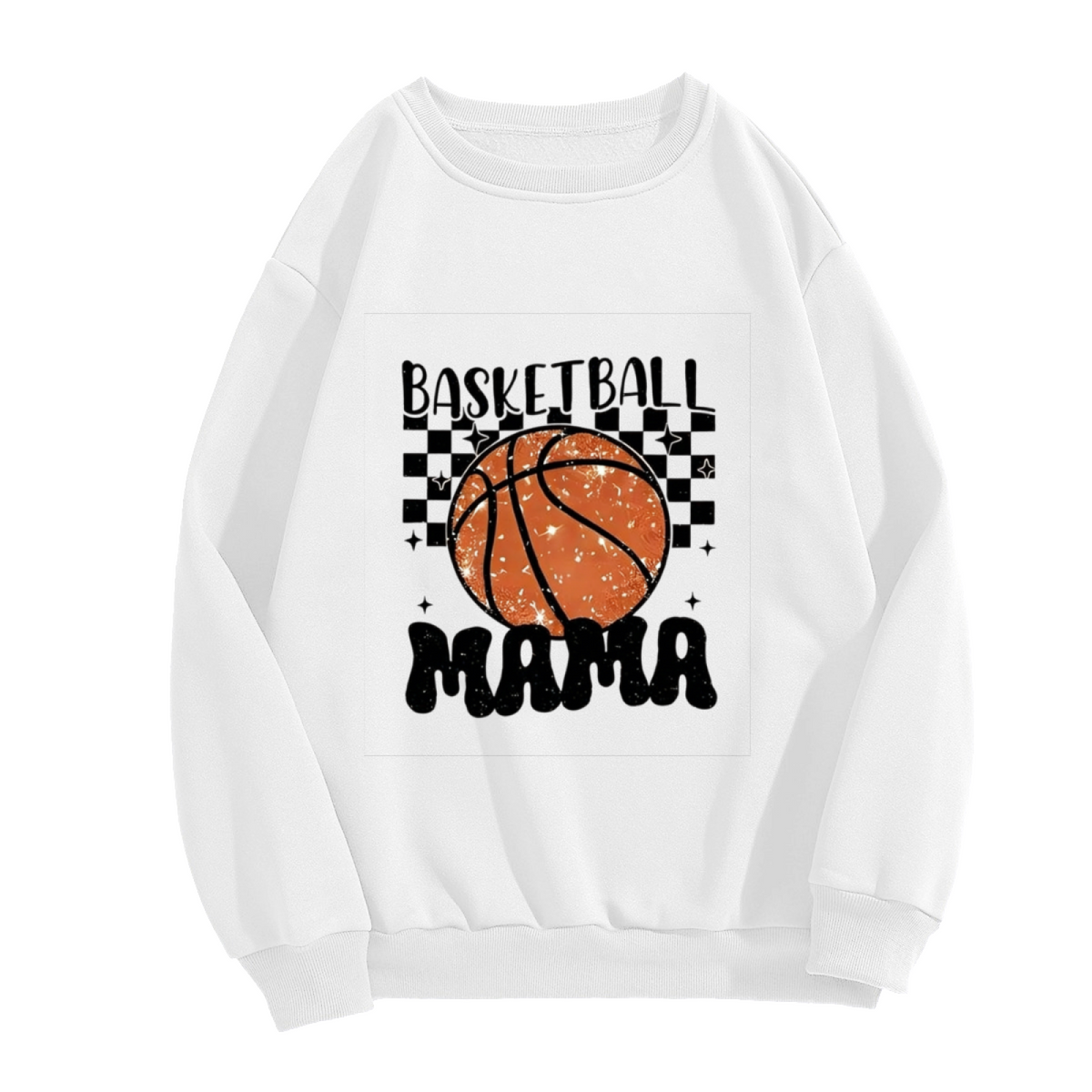 Basketball Mama Checkered Sporty Crewneck Sweatshirt