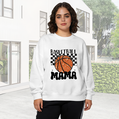 Basketball Mama Checkered Sporty Crewneck Sweatshirt