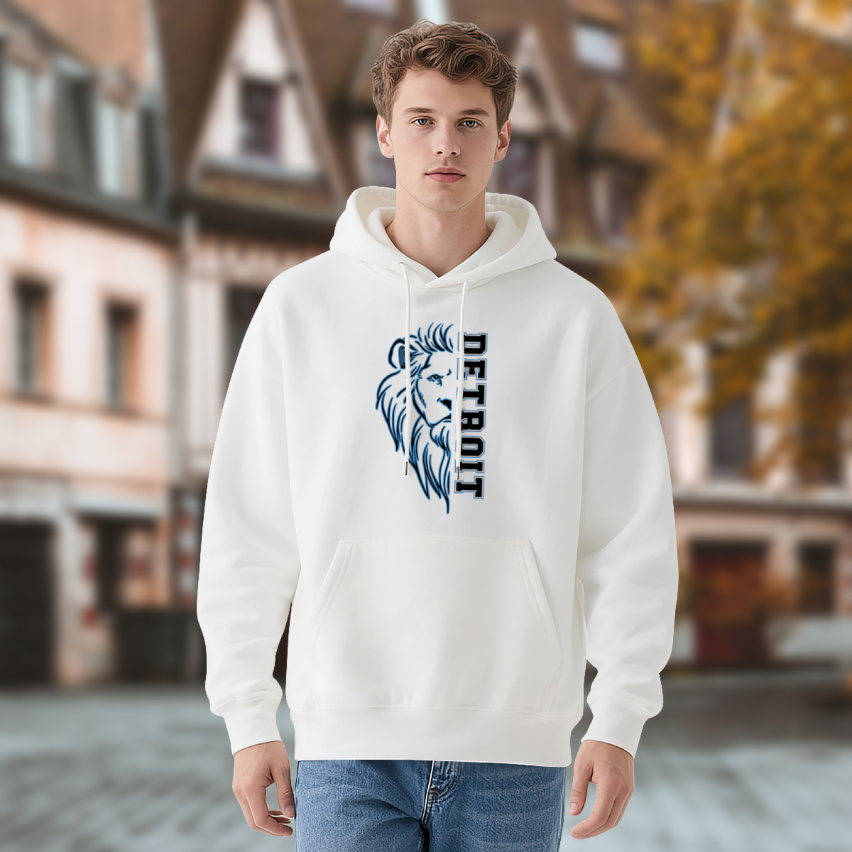 Bold Detroit Lion Mascot Statement Hoodie