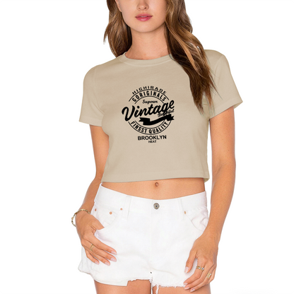 Vintage Brooklyn Heat Retro Stamp Lime Crop Top