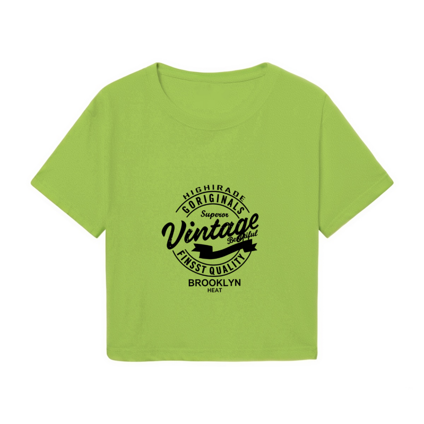 Vintage Brooklyn Heat Retro Stamp Lime Crop Top