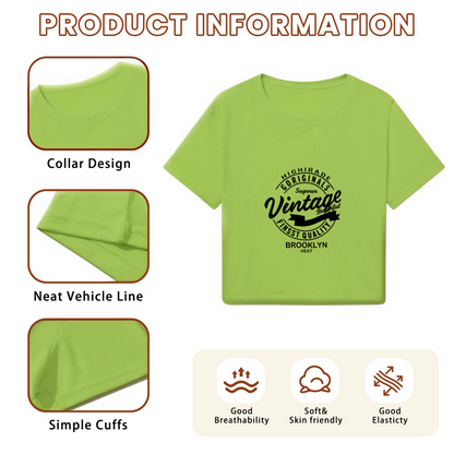 Vintage Brooklyn Heat Retro Stamp Lime Crop Top