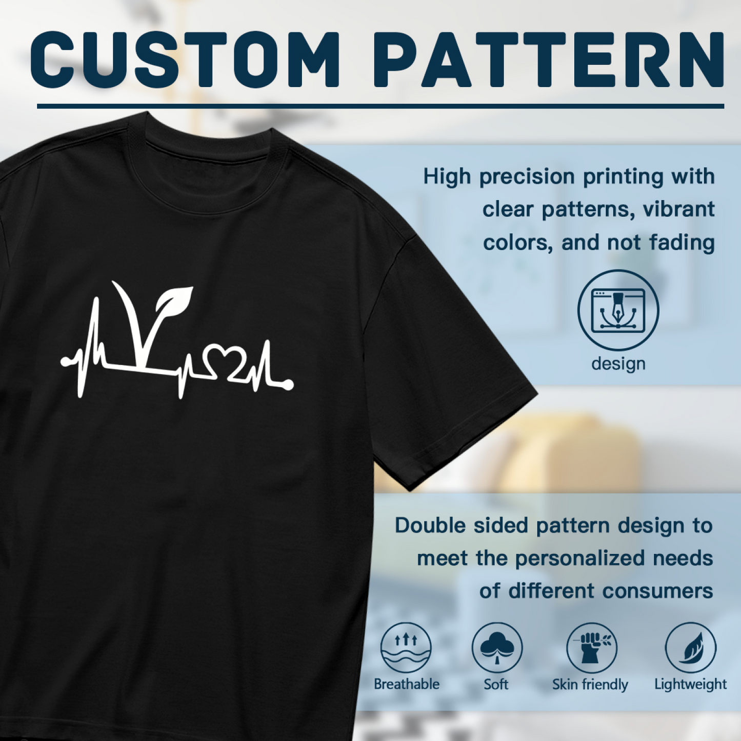 Vegan Leaf Heartbeat Vegetarian Minimal Line Tee