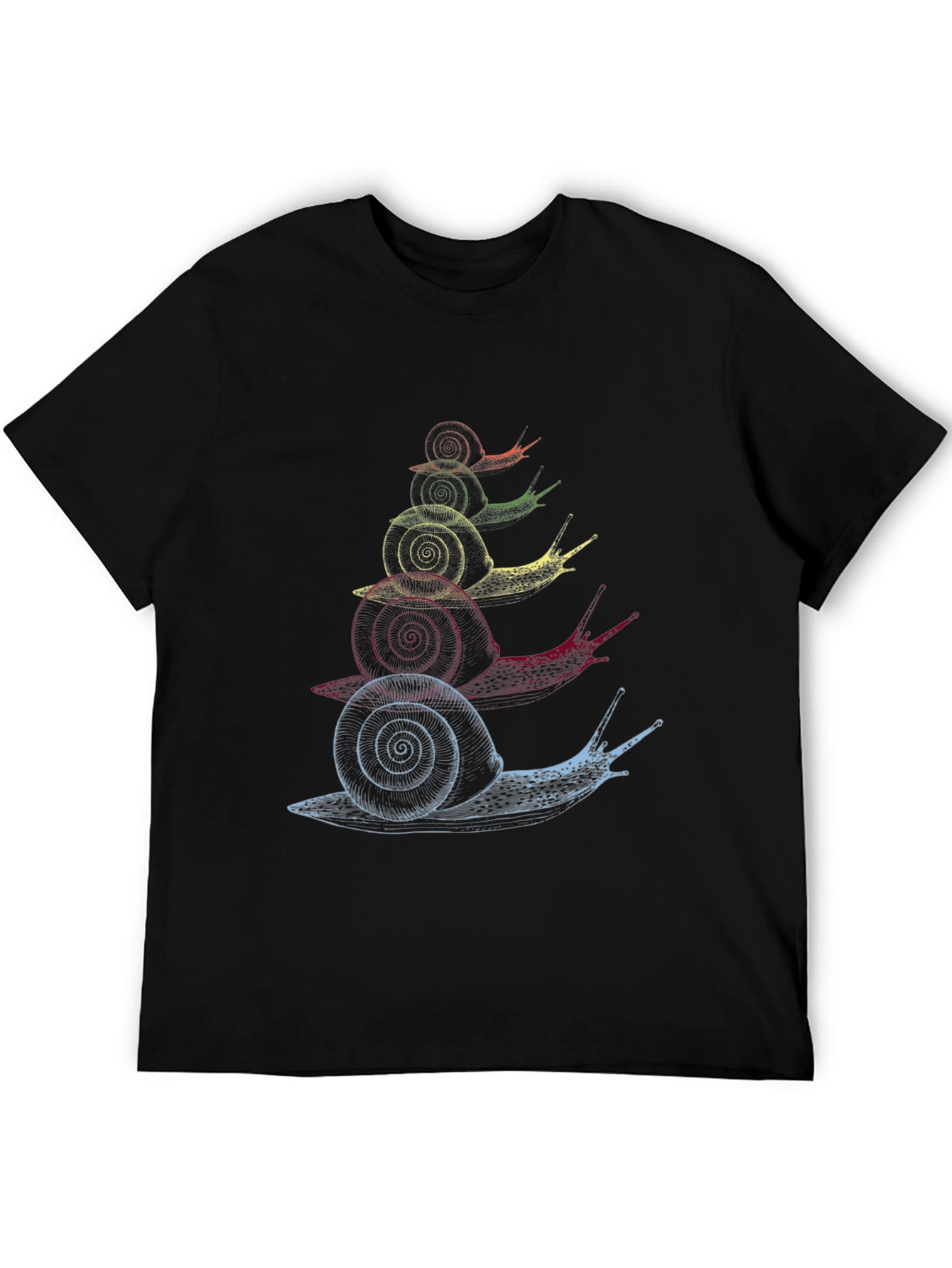 Stacked Snail Graphic Tee - Quirky Mens Black T-Shirt