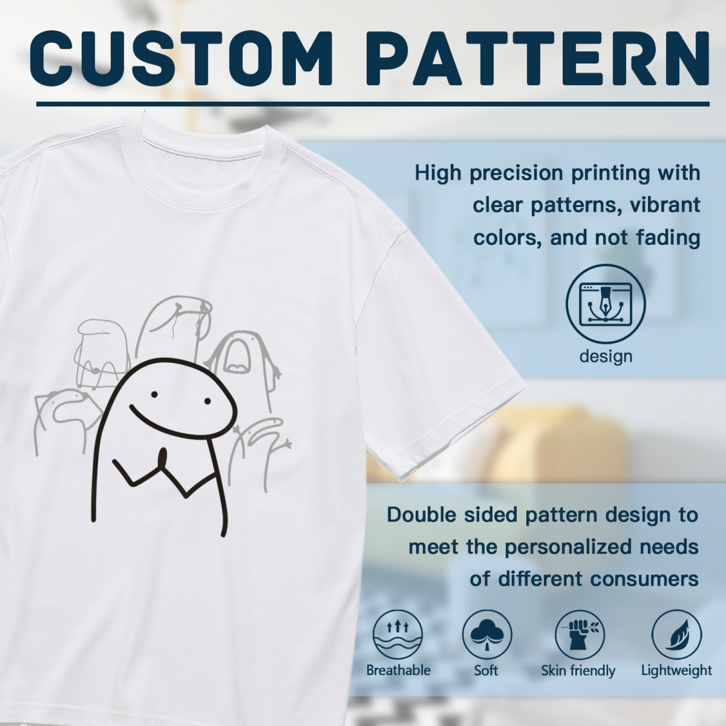 Viral Flork Meme Simple Line Art Casual Tee