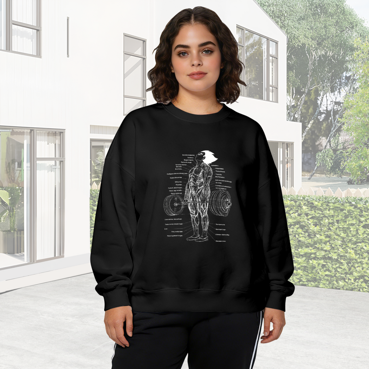 Weightlifting Muscle Anatomy Diagram Fitness Crewneck Sweatshirt