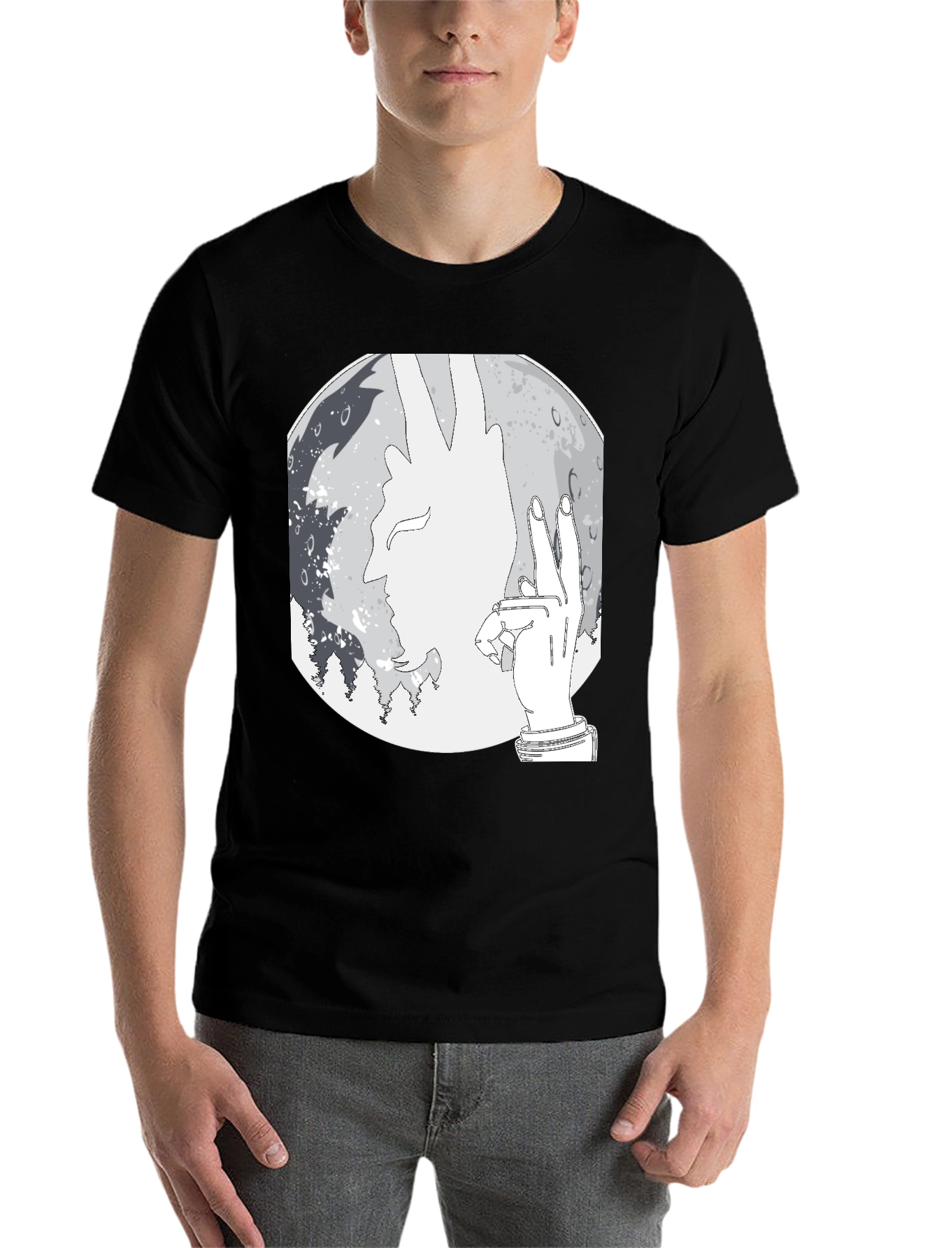 Silhouette Moon Graphic Tee - Stylish Mens Black T-Shirt
