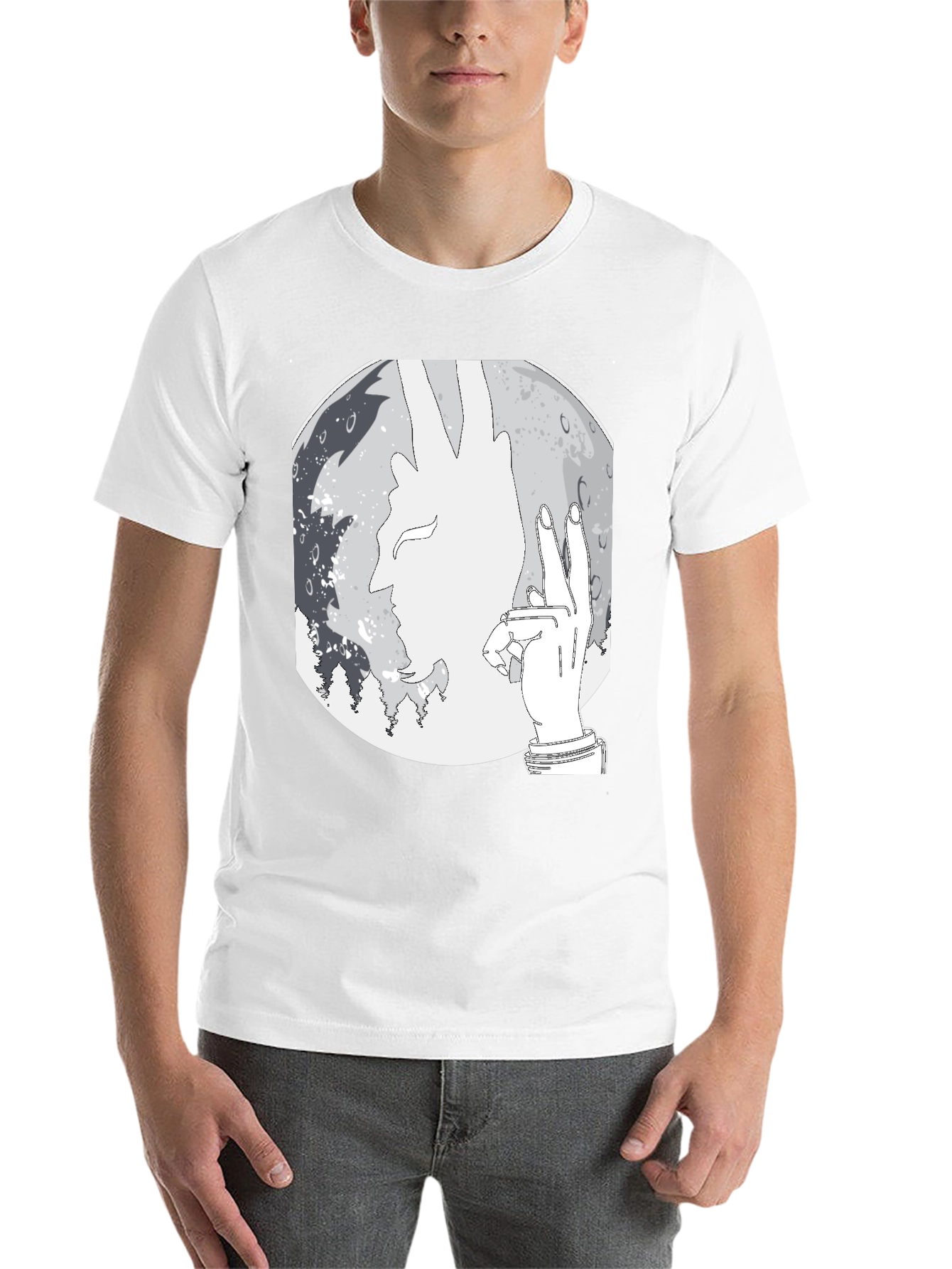 Silhouette Moon Graphic Tee - Stylish Mens Black T-Shirt