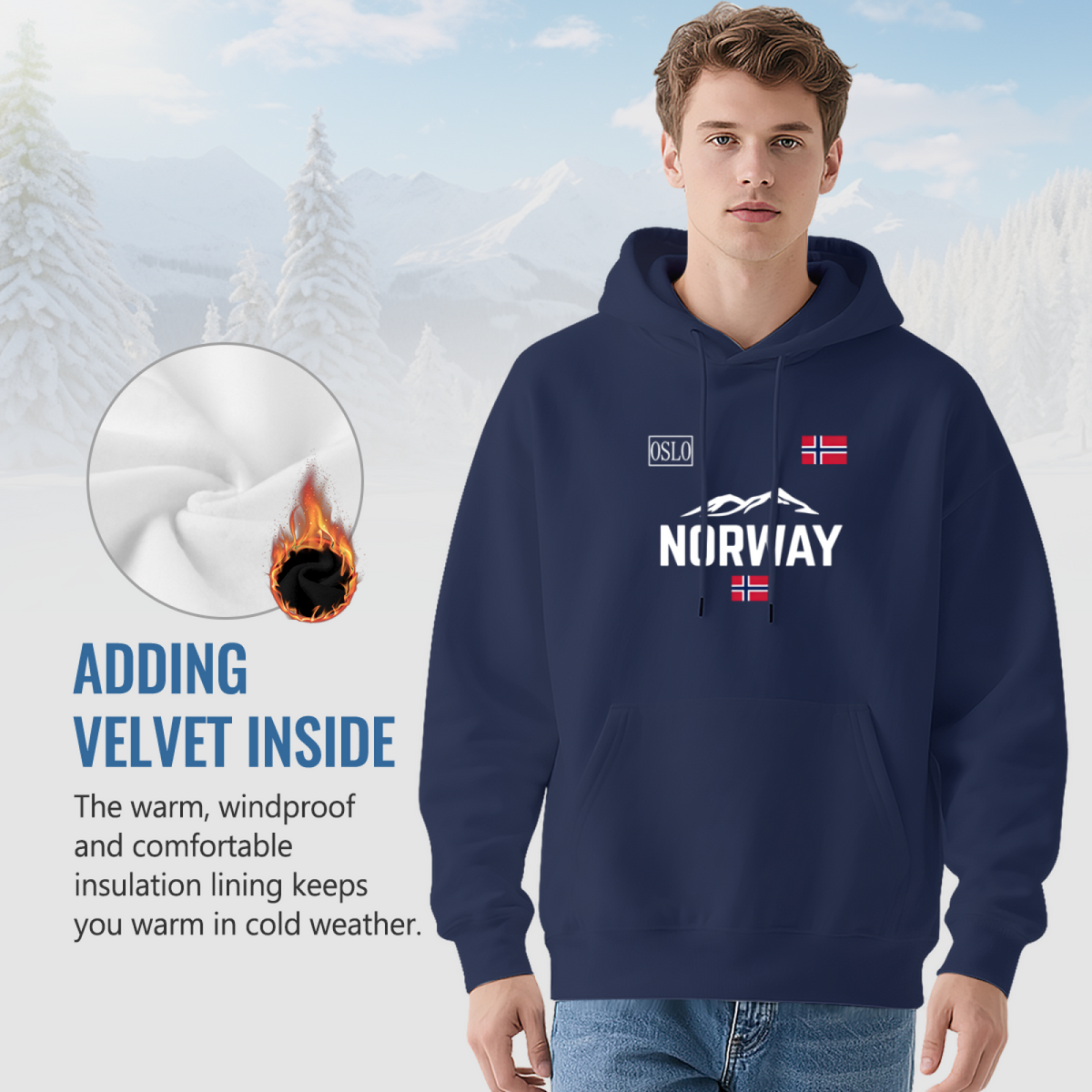 Norway Oslo Mountain Flag Outdoor?Inspired Graphic Hoodie
