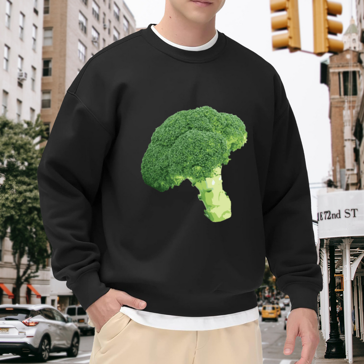 Fresh Broccoli Vegetable Food Lover Fun Graphic Crewneck Sweatshirt