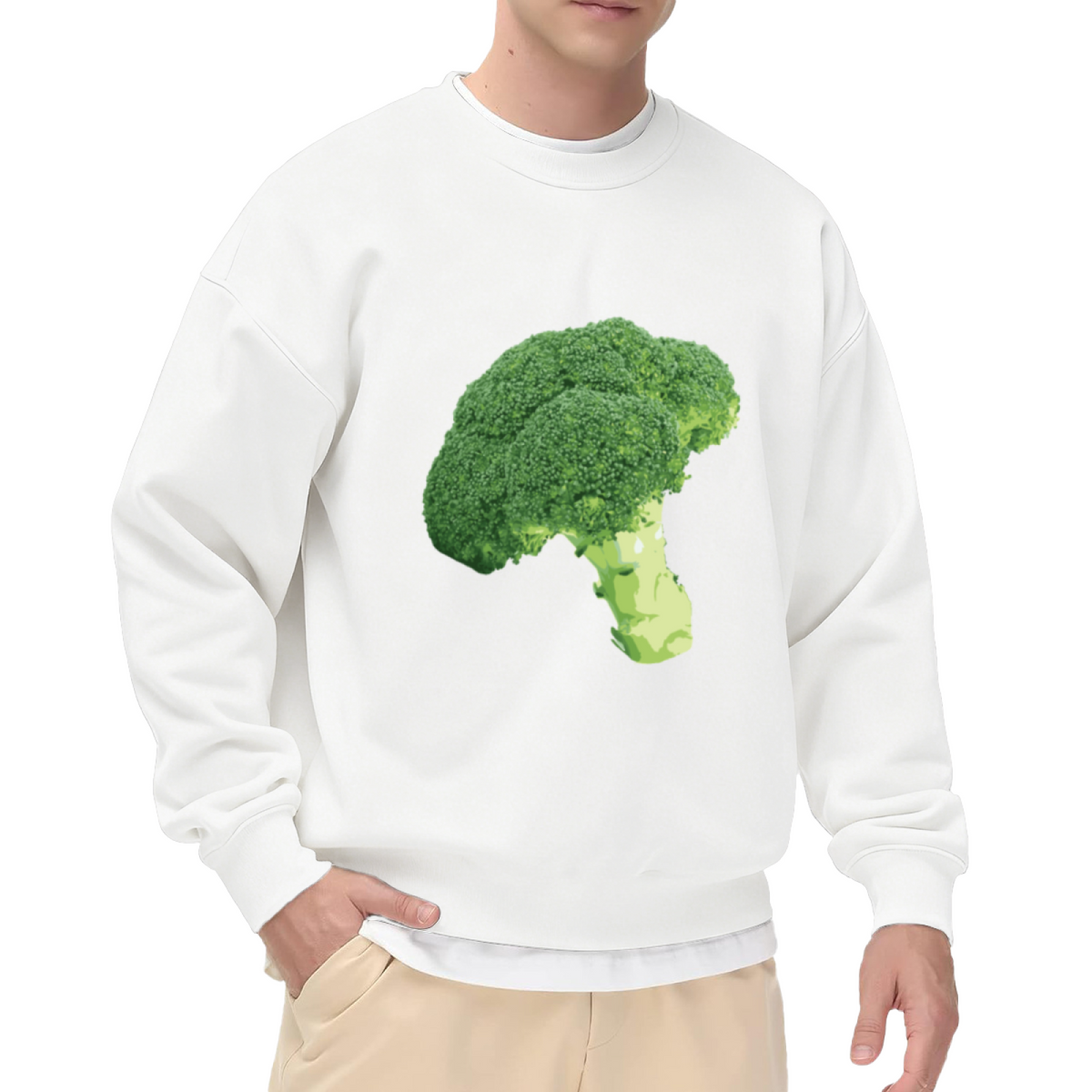 Fresh Broccoli Vegetable Food Lover Fun Graphic Crewneck Sweatshirt