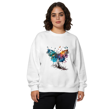 Colorful Butterfly With Root Art Graphic Crewneck Sweatshirt
