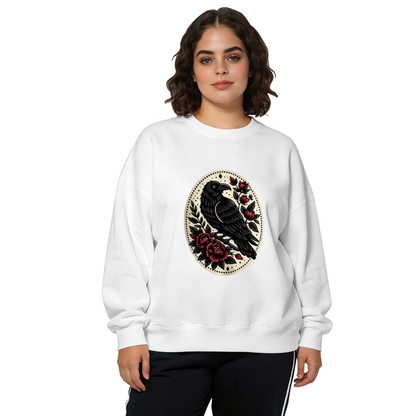 Gothic Raven & Dark Red Rose Vintage Art Crewneck Sweatshirt