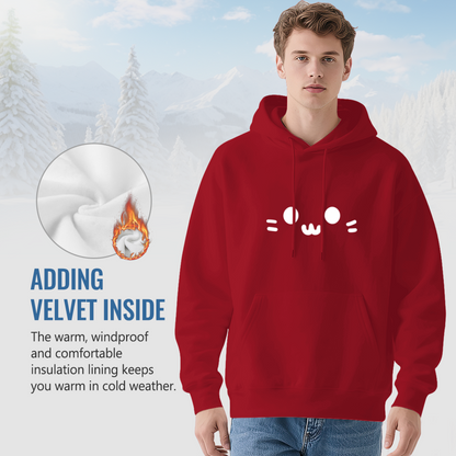 Cute Simple Cartoon Face Graphic Red Hoodie