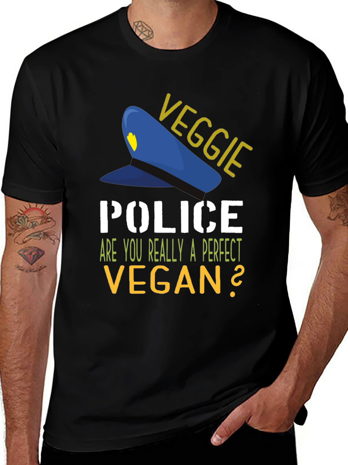 Veggie Police Vegan T-Shirt - Perfect Vegan Question