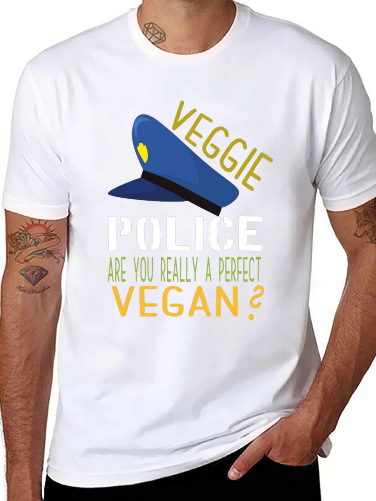 Veggie Police Vegan T-Shirt - Perfect Vegan Question