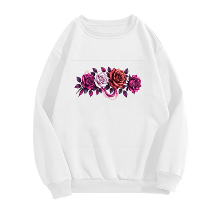 Moody Rose & Snake Art Graphic Crewneck Sweatshirt