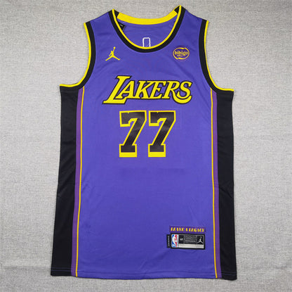 Men's Los Angeles Lakers Luka Doncic #77 Purple Swingman Jerseys - Statement Edition
