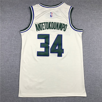 Men's Milwaukee Bucks Giannis Antetokounmpo #34 White Replica Player Jerseys