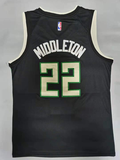 Men's Milwaukee Bucks Khris Middleton Black 2021 NBA Finals Champions Jerseys