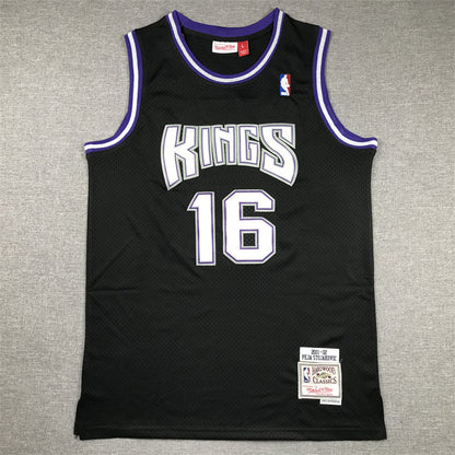 Men's Sacramento Kings Peja Stojakovic #16 Black Hardwood Classics Swingman Jerseys