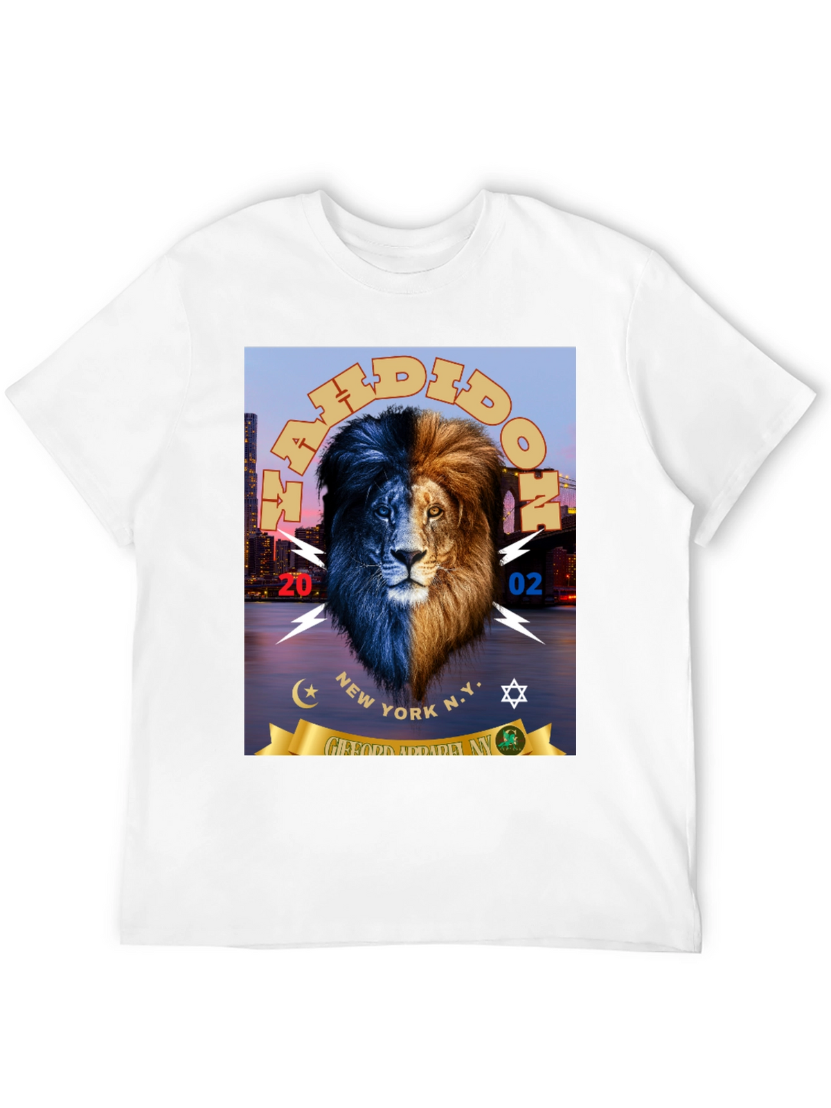 Dual Tone Lion Graphic Print Black T-Shirt