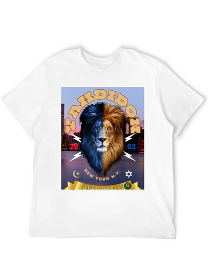 Dual Tone Lion Graphic Print Black T-Shirt