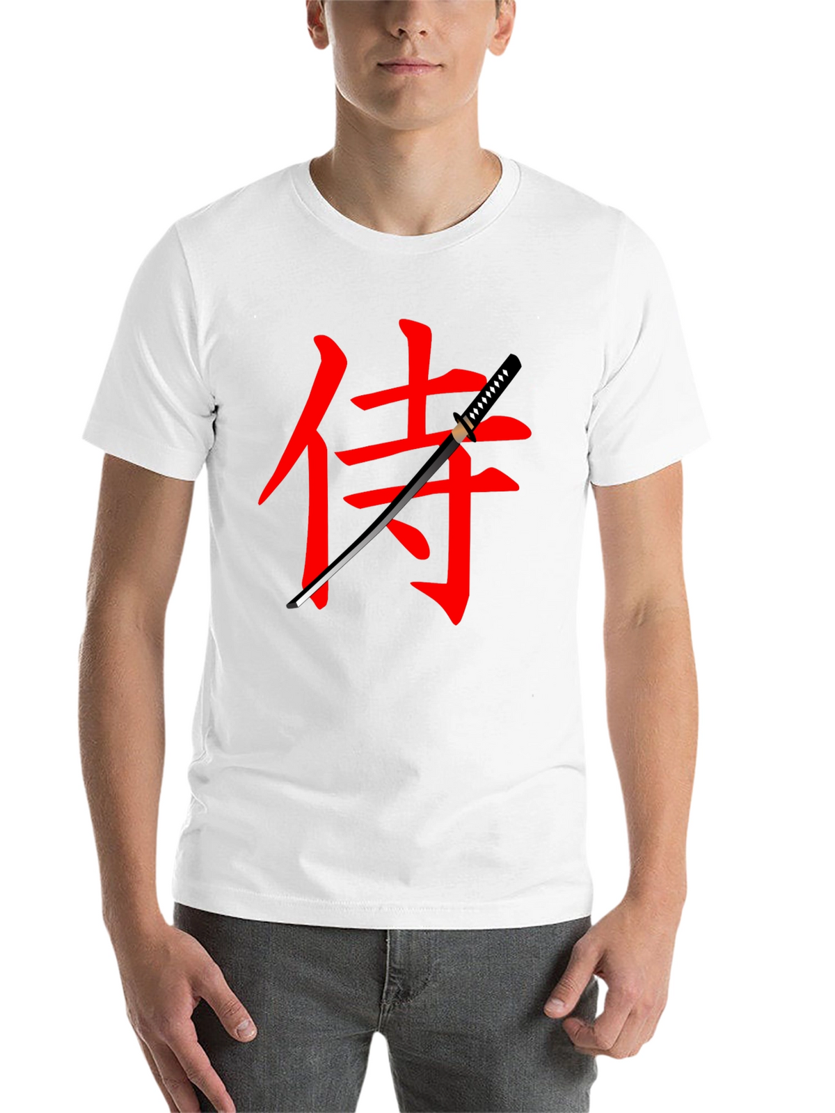Samurai Sword Graphic Tee - Black Cotton T-Shirt