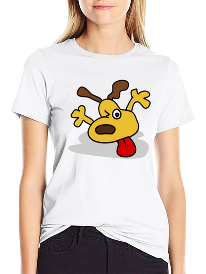 Cartoon Dog Graphic Black T-Shirt