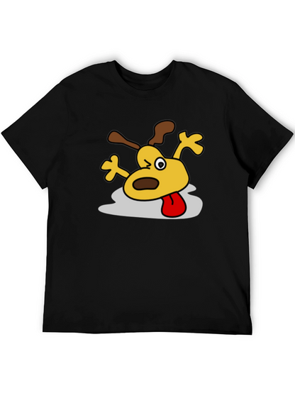 Cartoon Dog Graphic Black T-Shirt