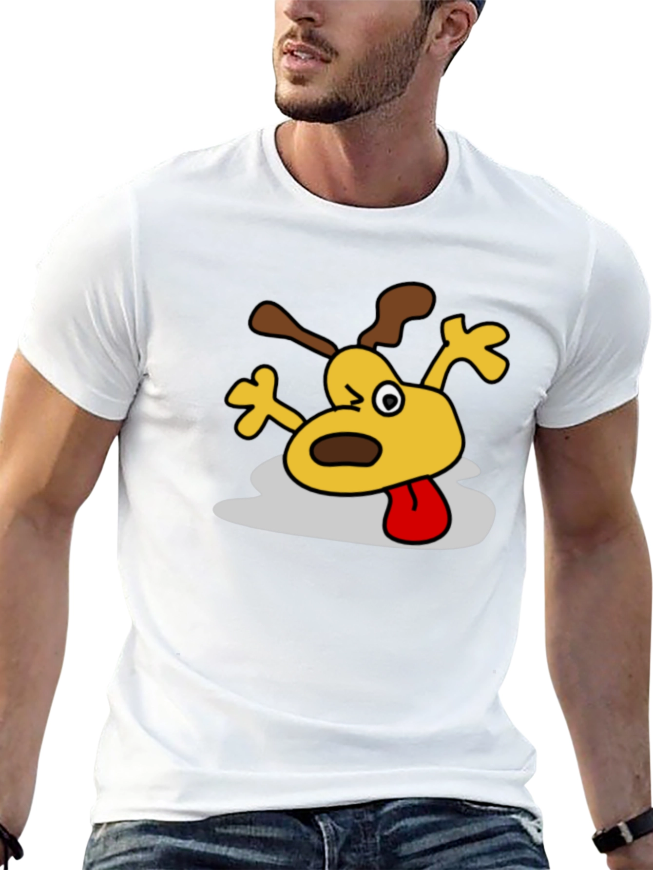 Cartoon Dog Graphic Black T-Shirt