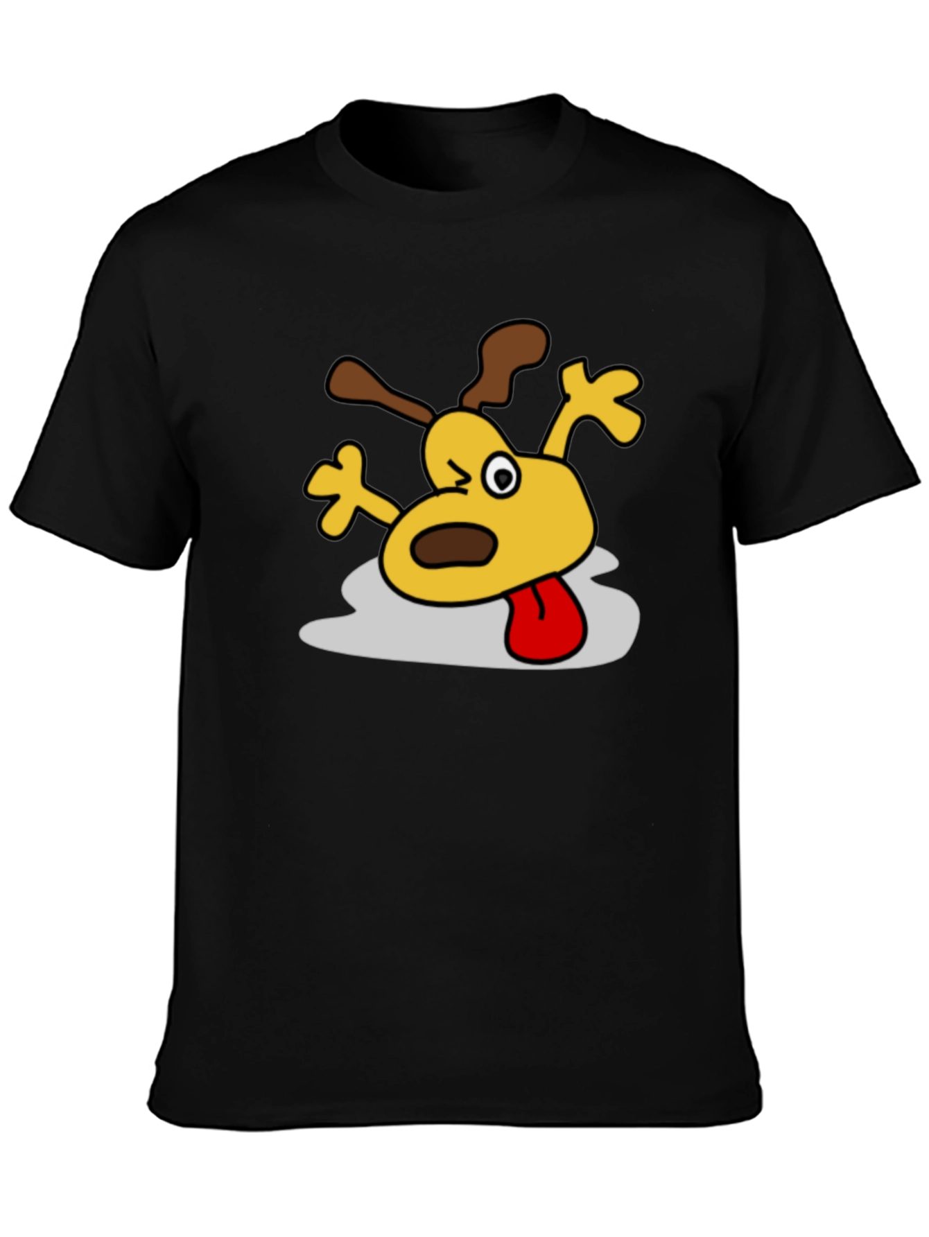 Cartoon Dog Graphic Black T-Shirt