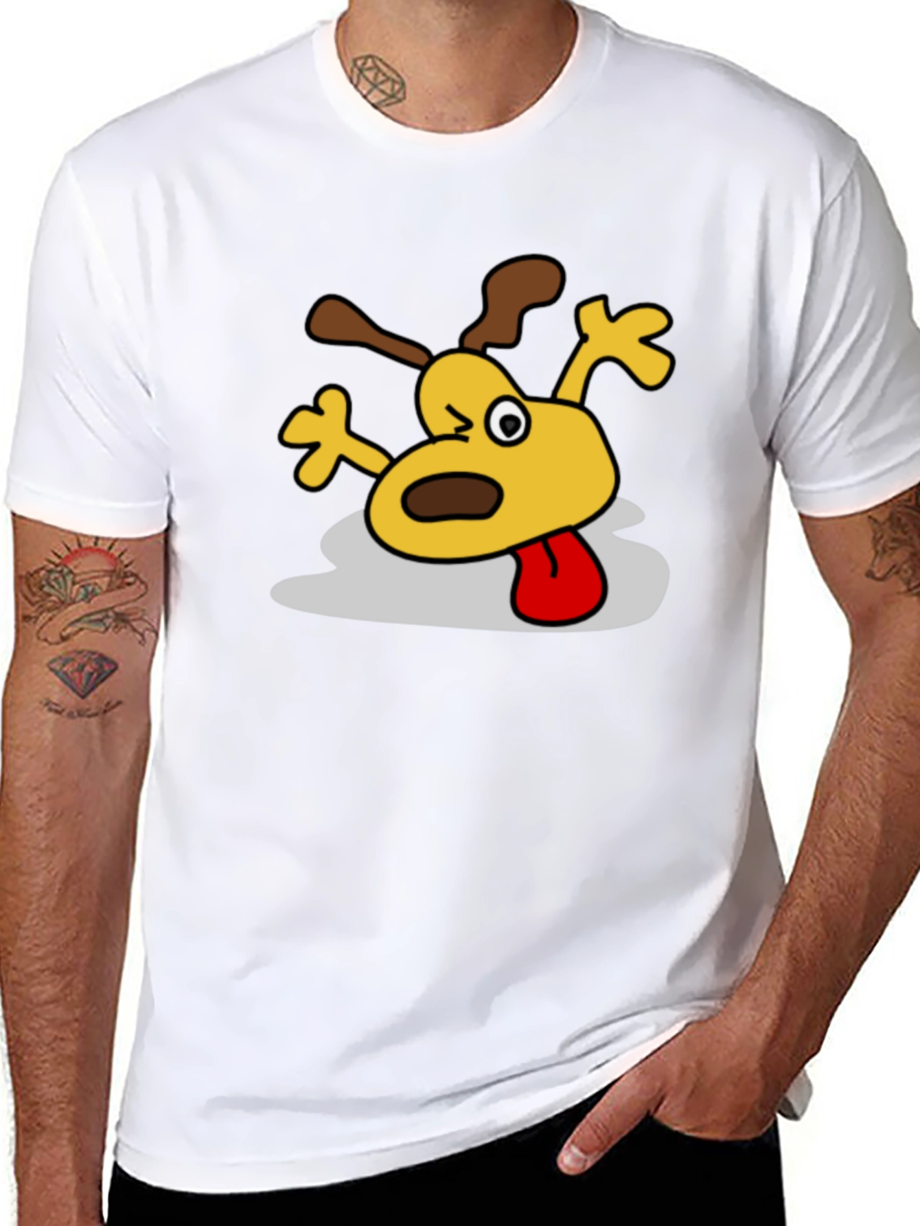 Cartoon Dog Graphic Black T-Shirt