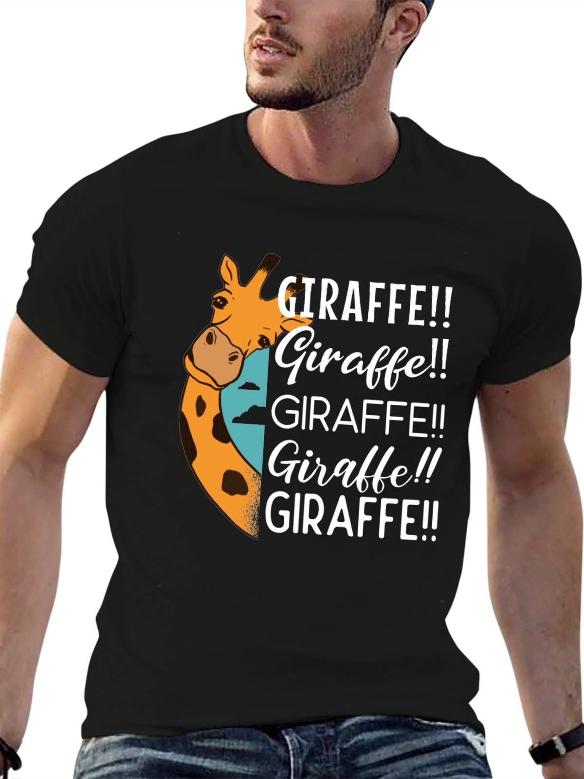 Giraffe Graphic Black T-Shirt