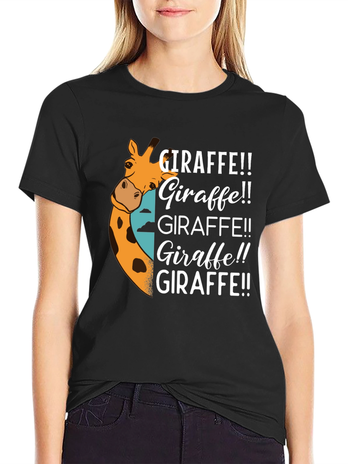 Giraffe Graphic Black T-Shirt